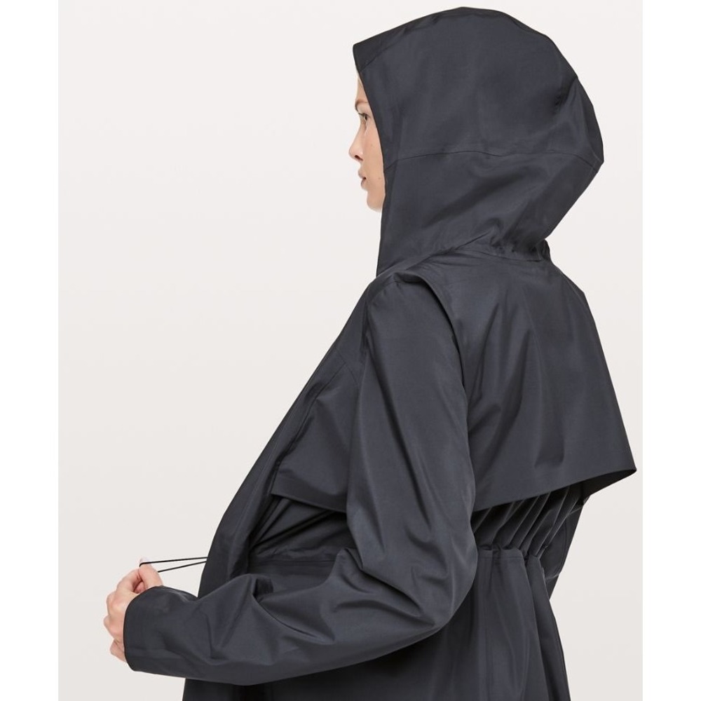 Lululemon EUC Rain Rules Jacket Black Waterproof Hooded Parka Coat Womens Size 8 - Picture 3 of 8